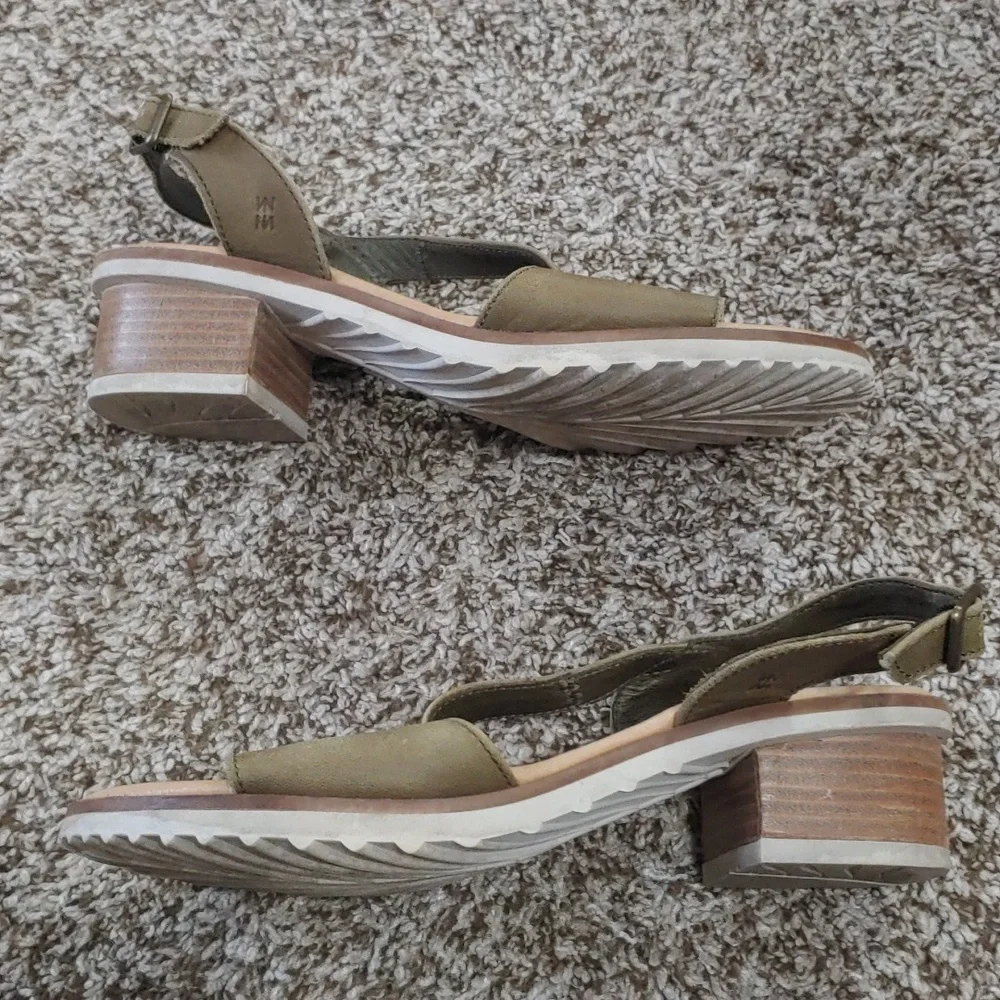 El Naturalista Olive Green Low Heel Women's Sandals Size 38